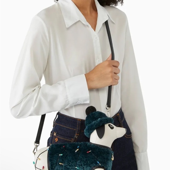 Collectible Kate Spade Dachshund Bag Dog Green Christmas Lights Claude - Picture 2 of 14